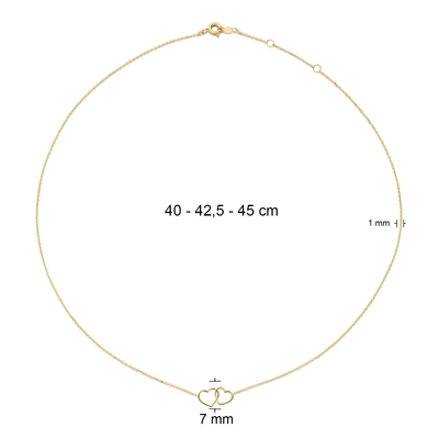 Jackie Gold dupla szív arany nyaklánc 45 cm (JKN23.049)