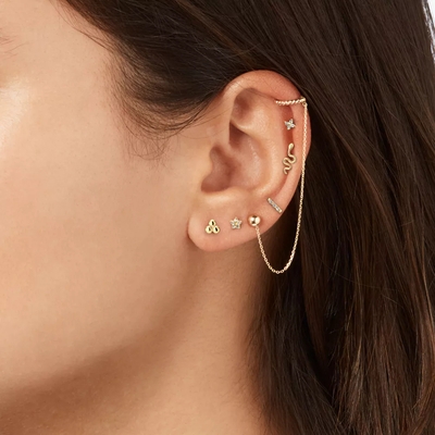 Jackie Gold virág Topáz arany fülpiercing (JKP24.428)