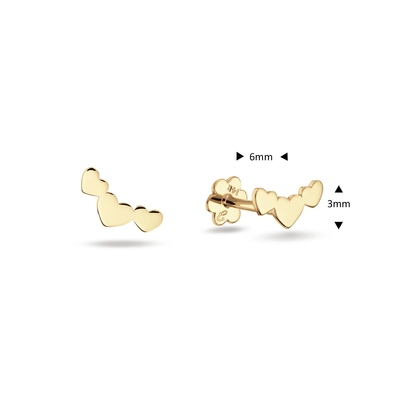Jackie Gold 3 szív arany fülpiercing (JKP25-538)