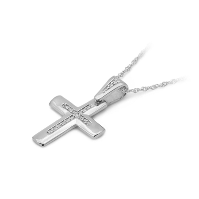 Fehér arany kereszt medál (K002-585-B0.09W)