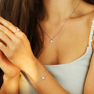 NANA KAY silver trends ezüst gyöngyház karkötő (ST1950)