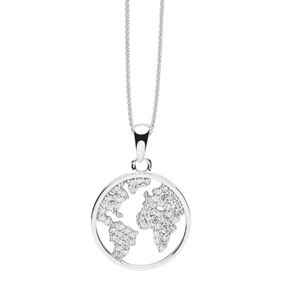 NANA KAY silver trends ezüst Föld világtérkép nyakék (ST1799)