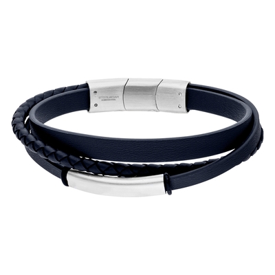 STEELWEAR férfi bőr karkötő 21 cm (SW-997)