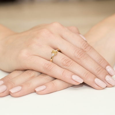 Sárga arany drágaköves gyűrű (W002-585-C0.60-YBD)