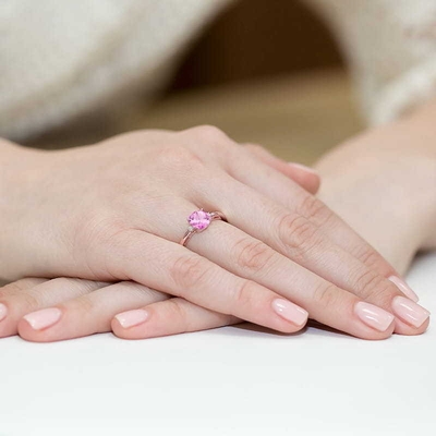 Rosé arany drágaköves gyűrű (W003-585-RT1.10-RBD)