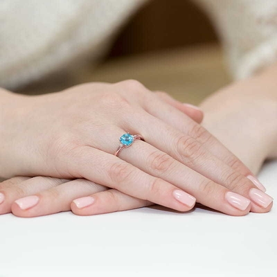 Rosé arany drágaköves gyűrű (W003-585-T1.10-RBD)