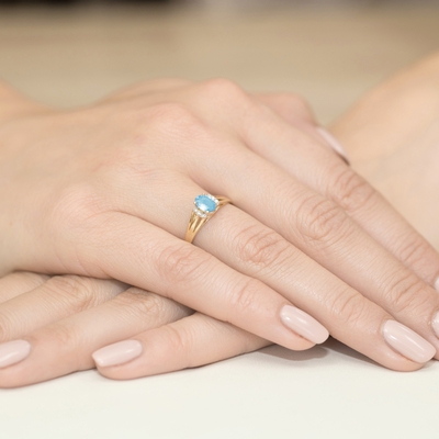 Sárga arany drágaköves gyűrű (W005-585-T0.50-YBD)