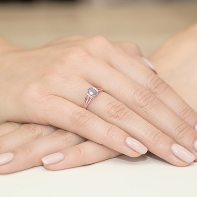 Rosé arany drágaköves gyűrű (W005-585-TA0.40-RBD)