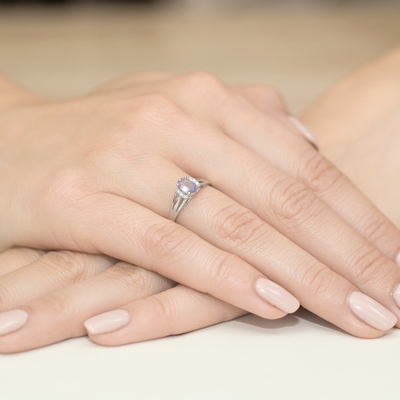 Fehér arany drágaköves gyűrű (W005-585-TA0.40-WBD)