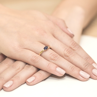 Sárga arany drágaköves gyűrű (W006-585-S0.70-YBD)