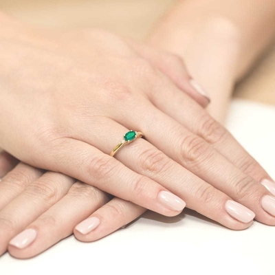 Sárga arany drágaköves gyűrű (W006-585-SZ0.40-YBD)