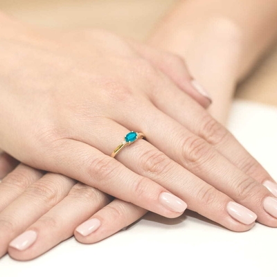 Sárga arany drágaköves gyűrű (W006-585-T0.50-YBD)