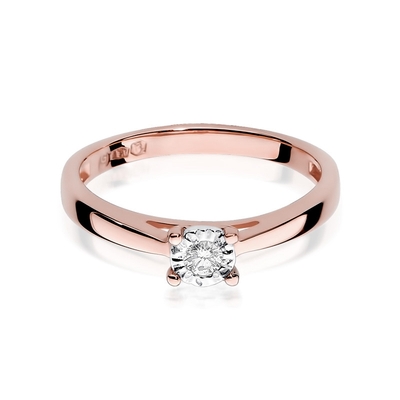 Rosé arany drágaköves gyűrű (W007-585-B0.08-RBD)