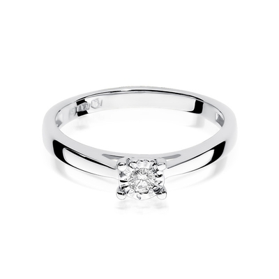 Fehér arany drágaköves gyűrű (W007-585-B0.08-WBD)