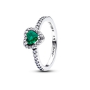 Pandora Kiemelt királyzöld szív gyűrű 60-as méret