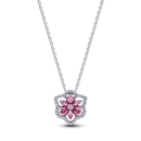 Pandora Herbarium csillogó rózsaszín virágos medálos nyaklánc - 394576C01-45