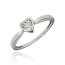 Fehér arany szív gyűrű 54-es méret - B49298