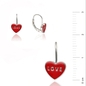 Ezüst Love piros szív gyerek fülbevaló (02203-46)