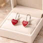 Ezüst Love piros szív gyerek fülbevaló (02203-46)